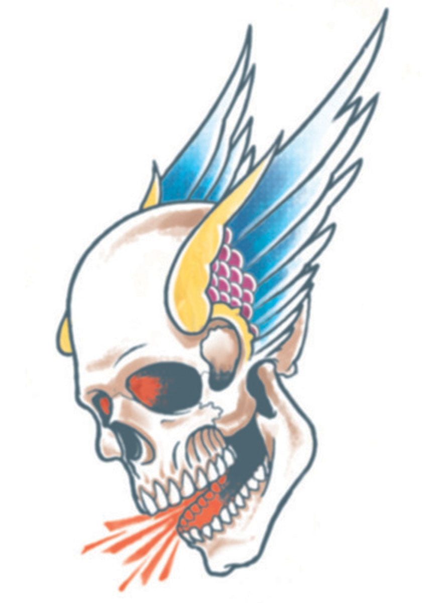 Winged Skull Temporary Costume Tattoo