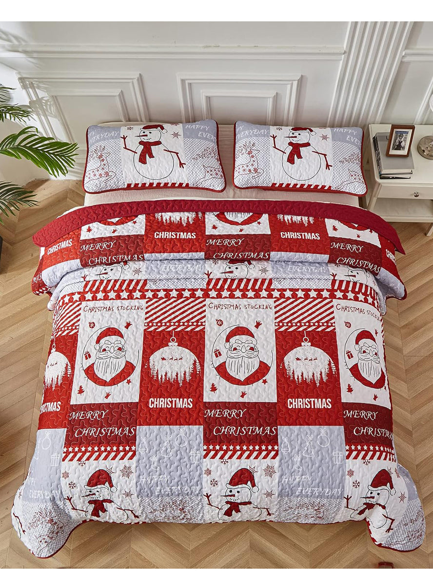 Winter Wonderland Snowman Printed Queen Size Christmas Quilt Cover Set - Front On Image