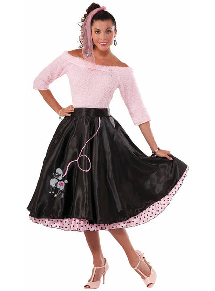 Pink and Black 50's Style Poodle Skirt Costume for Women