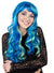 Image of Curly Blue Women's Costume Wig with Teal Streaks