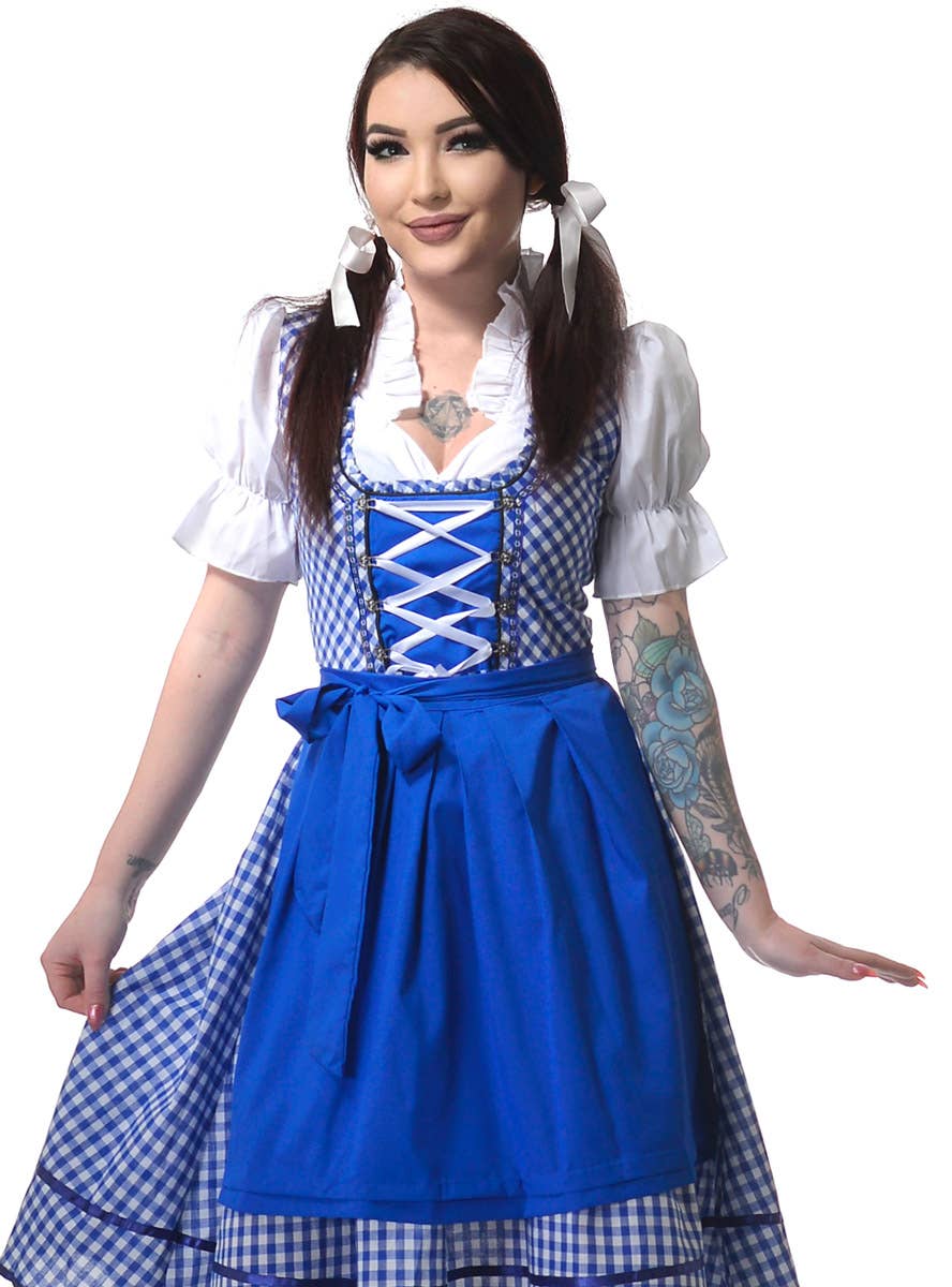 Deluxe Chequered Blue Womens Oktoberfest Costume Deluxe Chequered Blue Womens Oktoberfest Costume