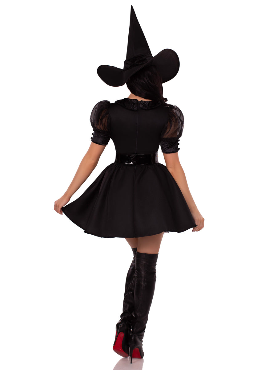 Sexy Black Witch Women's Deluxe Halloween Costume Back View