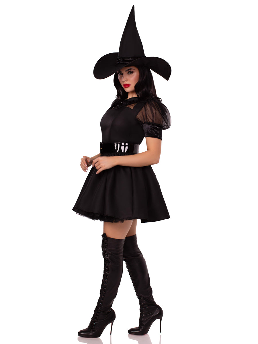 Sexy Black Witch Women's Deluxe Halloween Costume  Alternate Side View