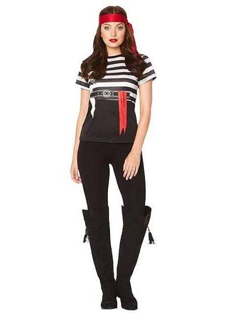 Womens Black and White Pirate Costume Shirt - Main Image