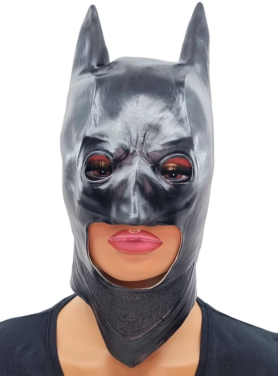 Image of Bat Hero Women's Black Latex Costume Mask