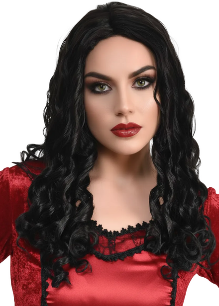 Long Black Ringlet Curls Women's Halloween Costume Wig - main image