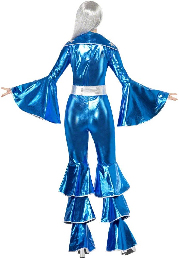 Metallic Blue Women's 70's Disco Costume Back View