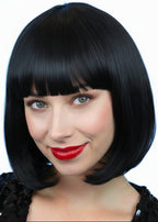 Womens Classic Black Bob Costume Wig With Fringe