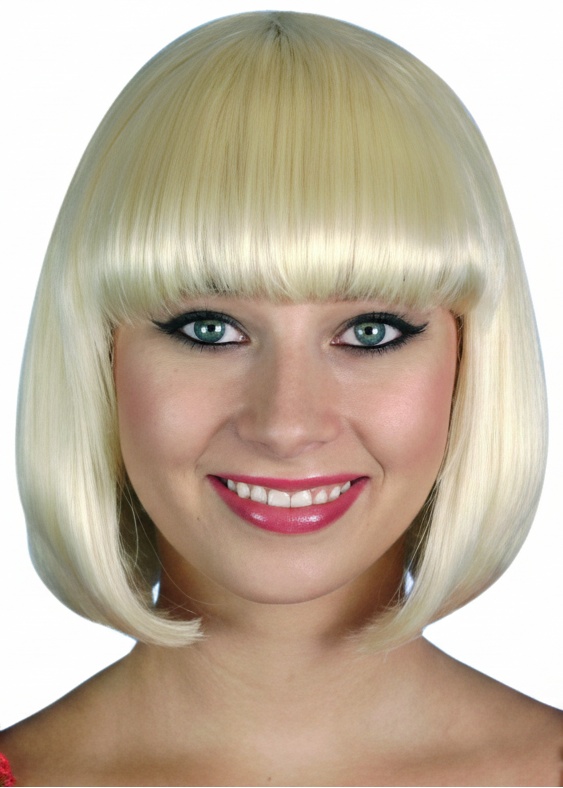 Womens Classic Blonde Bob Costume Wig With Fringe - Main Image