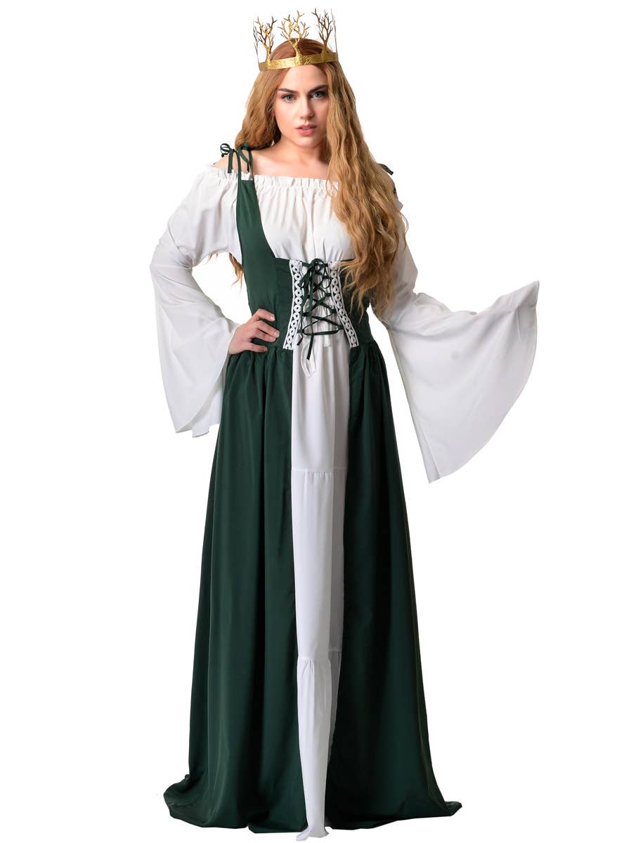 Image of front of Medieval Deep Green Women's Costume Dress
