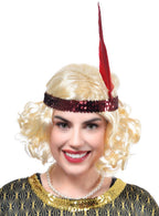 Image of Short Blonde Women's Flapper Costume Wig with Headband - Main Image