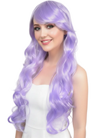 Womens Long Curly Lilac Purple Costume Wig -  Main Image