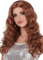 Auburn Long Curly Women's Costume Wig with Centre Part - main image