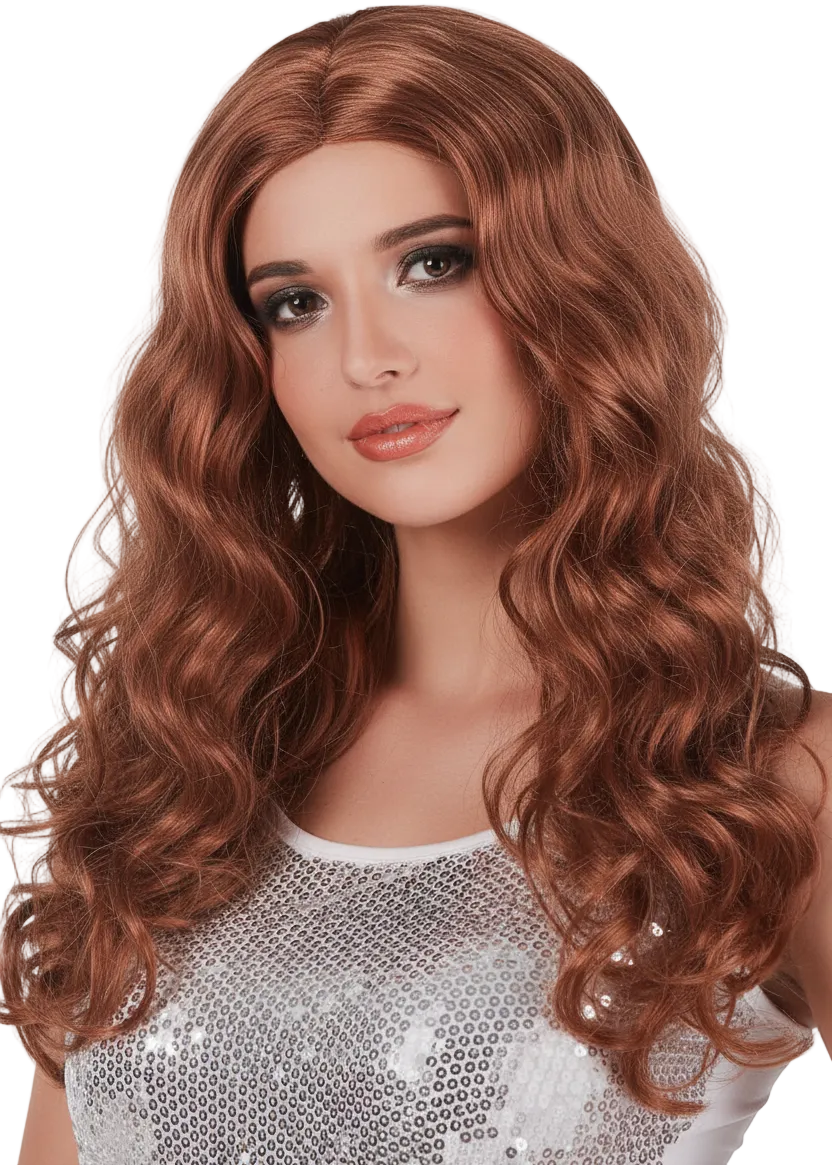 Auburn Long Curly Women's Costume Wig with Centre Part - main image
