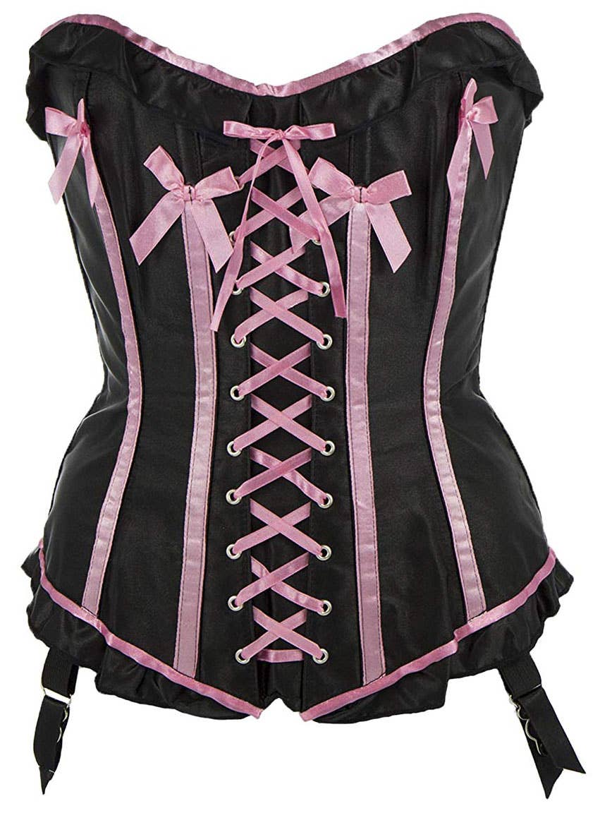 Image of Lavish Black and Pink Women's Burlesque Corset - Front View