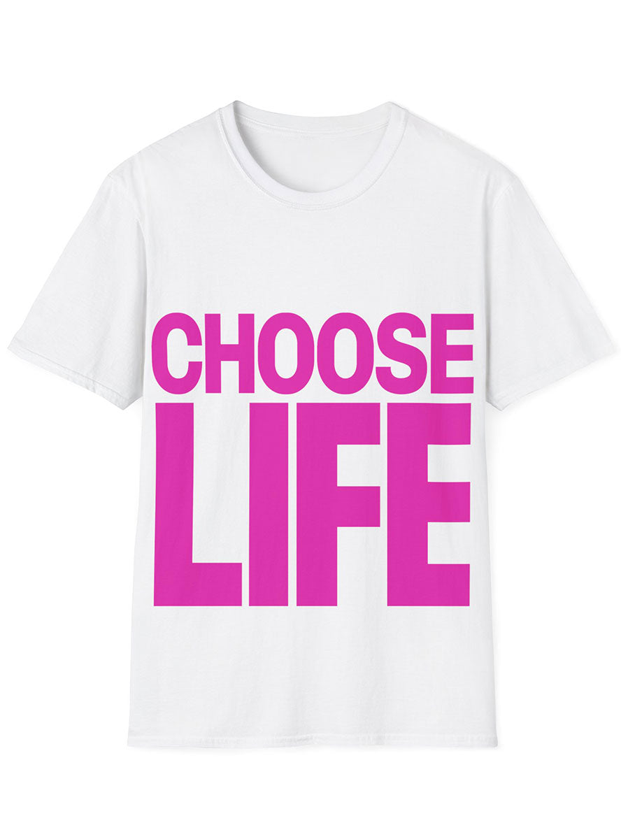 Plus Size Womens Pink Choose Life 80s Costume Shirt
