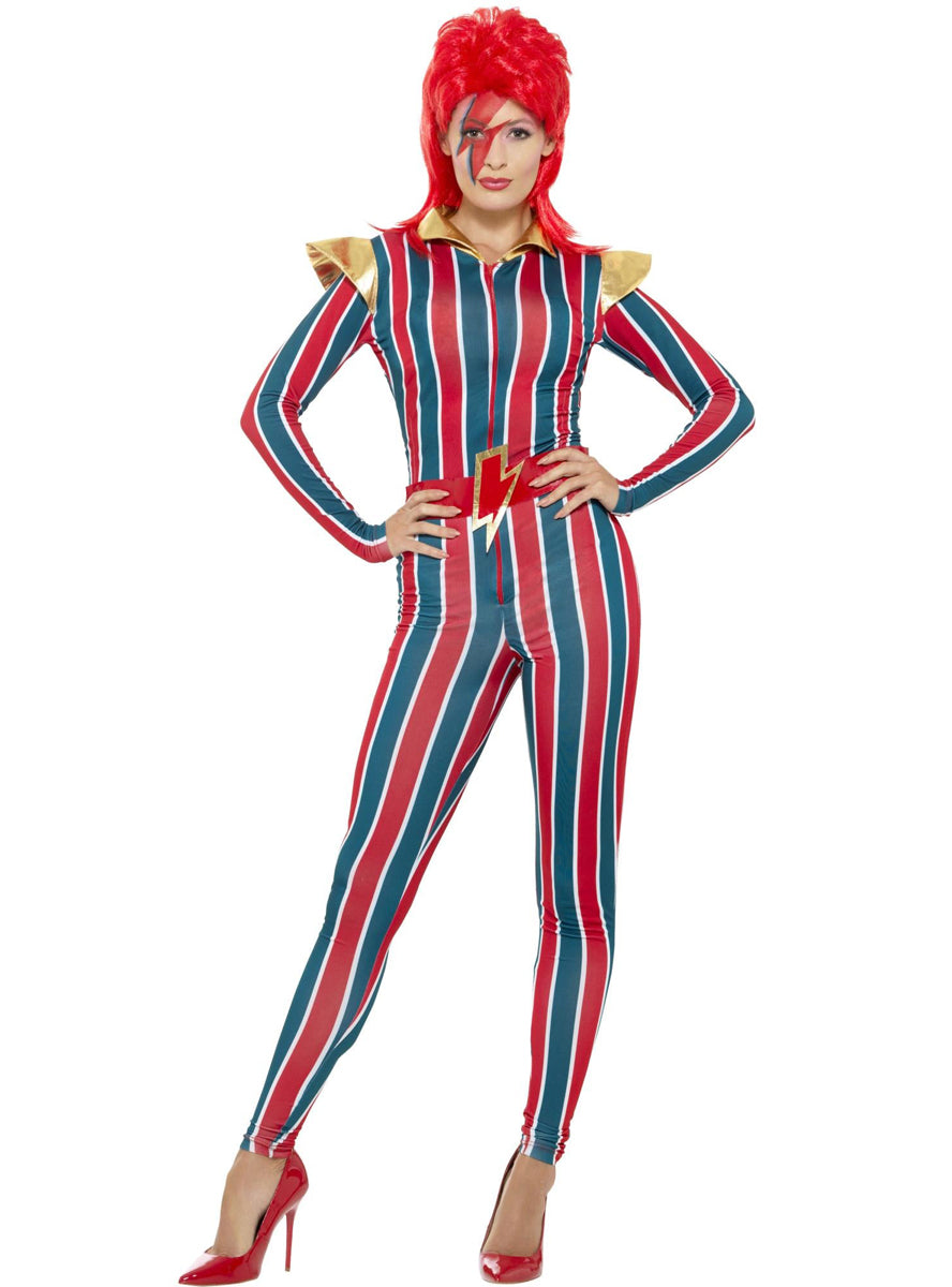Plus Size Womens David Bowie Space Superstar Costume - Alternate Front Image