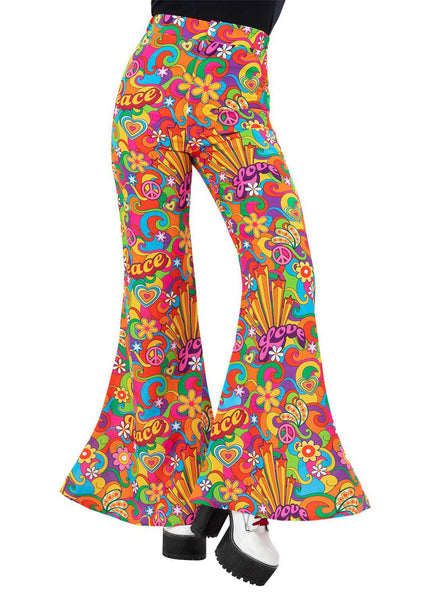 Plus Size Womens Rainbow Hippie Flare Pants