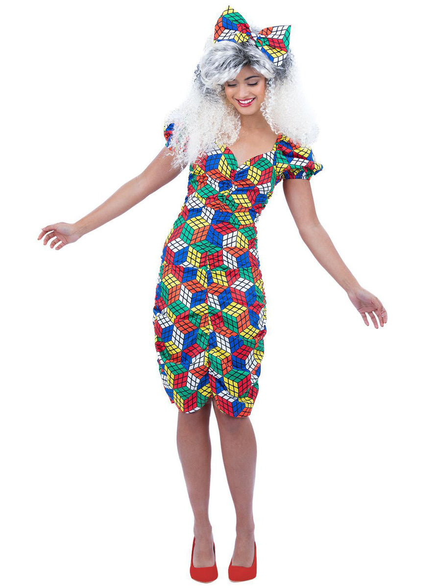 Womens Plus Size 80s Rubiks Cube Costume - Main Image