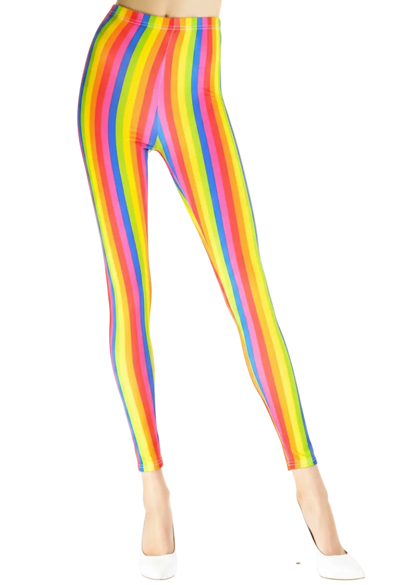 Rainbow Striped Women's Costume Leggings - Main Image