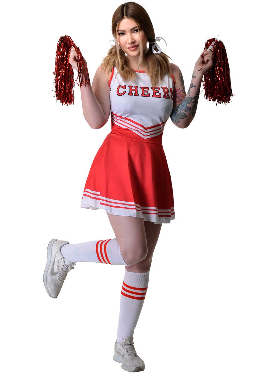 Image of Racy Red Women's Cheerleader Costume - Main Image