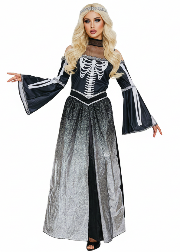 Image of Shimmery Skeleton Queen Women's Halloween Costume - main image