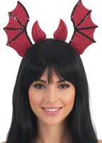 Sparkly Pink and Black Sequin Bat Halloween Headband - main image
