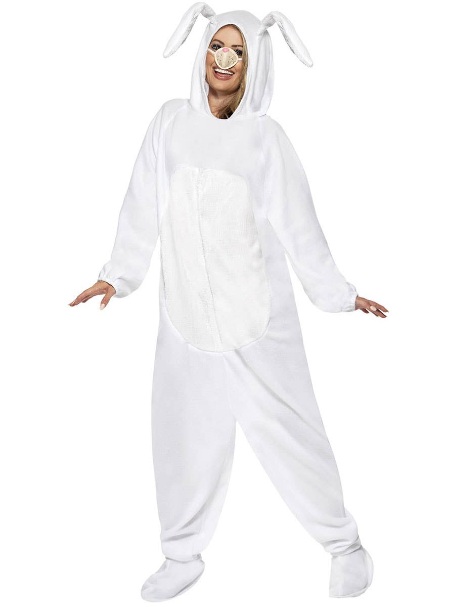 White Bunny Rabbit Women's Costume Onesie - Front View