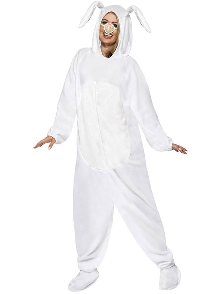 White Bunny Rabbit Women's Costume Onesie - Front View