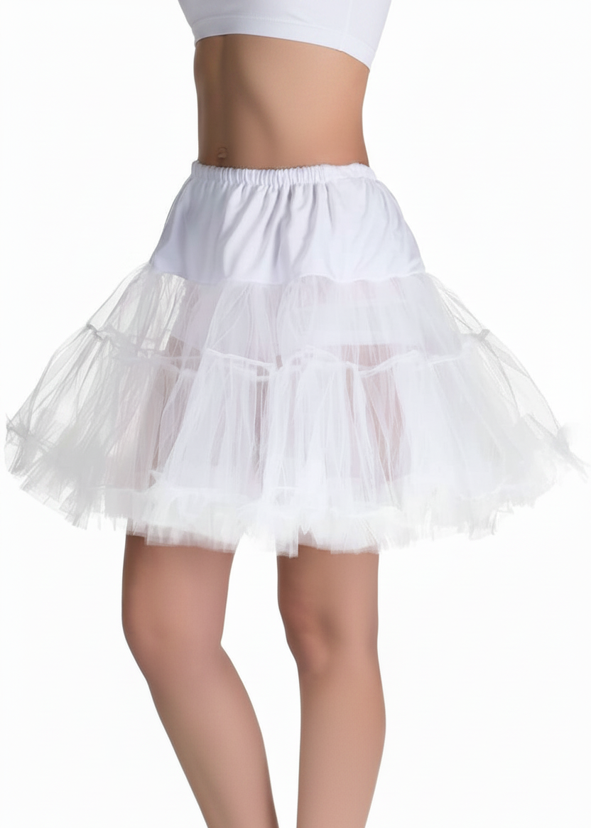 Women's Plus Size Fluffy White Thigh Length Costume Petticoat - Main Image