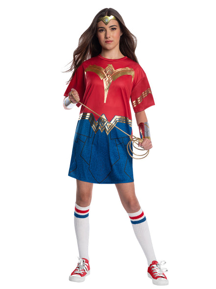 Wonder Woman Teen Girls Oversized T Shirt Costume - Main Image