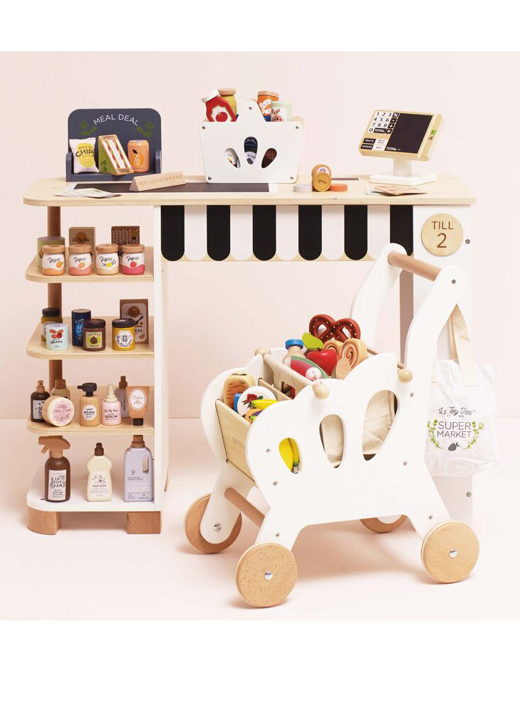 Wooden 15Pc Groceries And Scanner Pretend Toy - Lifestyle Image
