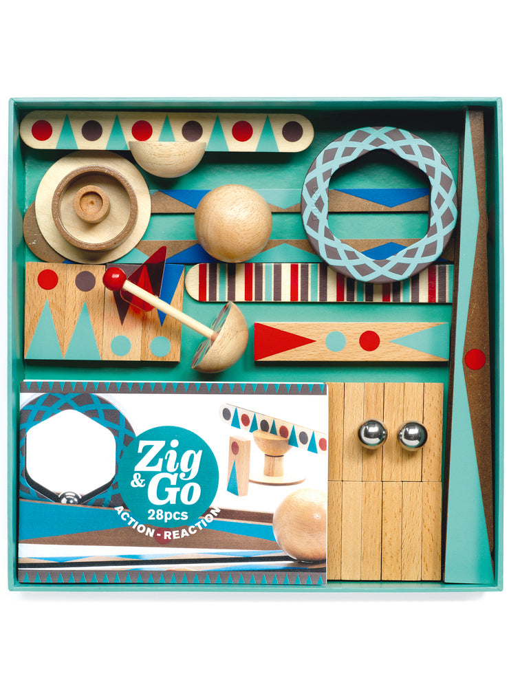 Wooden 28Pc Zig And Go Set - Close Image