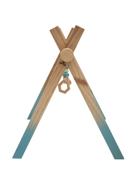 Wooden Baby Playgym With 3 Attached Wooden Toys - Side Image