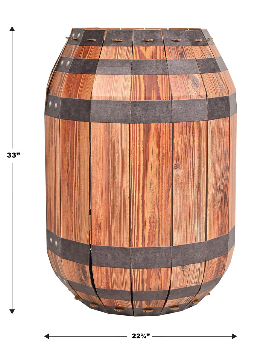 Wooden Barrel 84cm 3D Party Prop - Dimensions Image