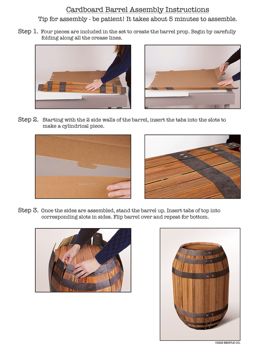 Wooden Barrel 84cm 3D Party Prop - Instructions Image