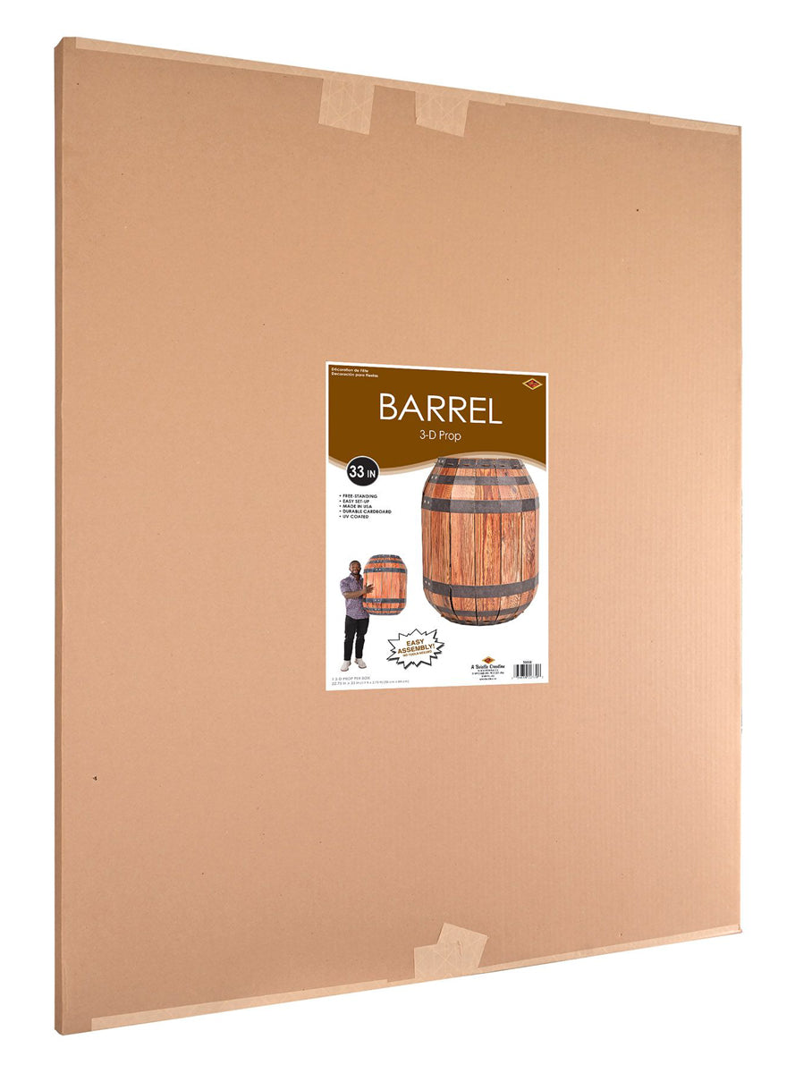 Wooden Barrel 84cm 3D Party Prop - Packaging Image