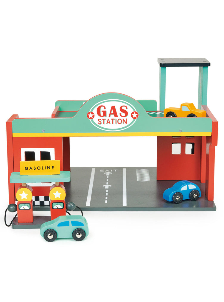 Wooden Car Gas Station Garage Toy - Front Image