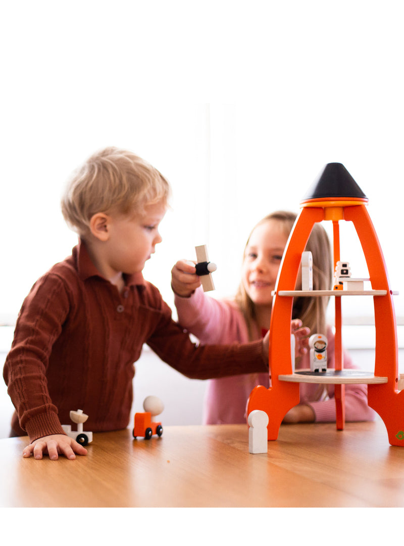 Wooden Cosmic Rocket Toy Set - Lifestyle Image 5