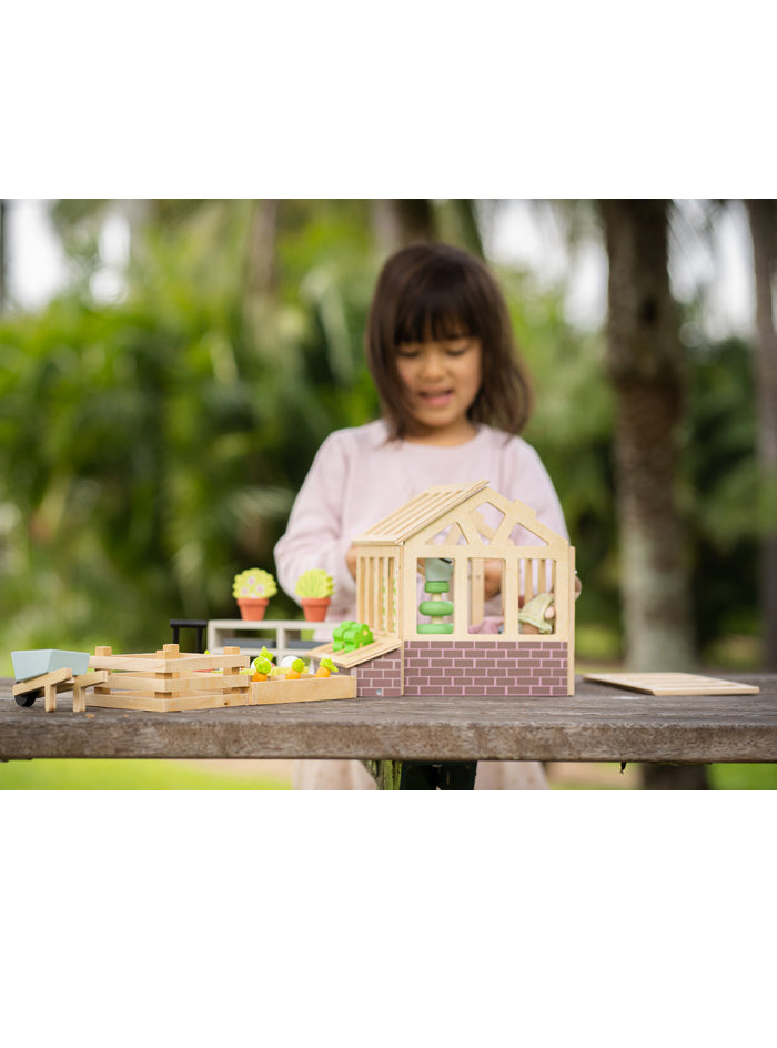 Wooden Doll House Greenhouse And Garden - Lifestyle Image 3
