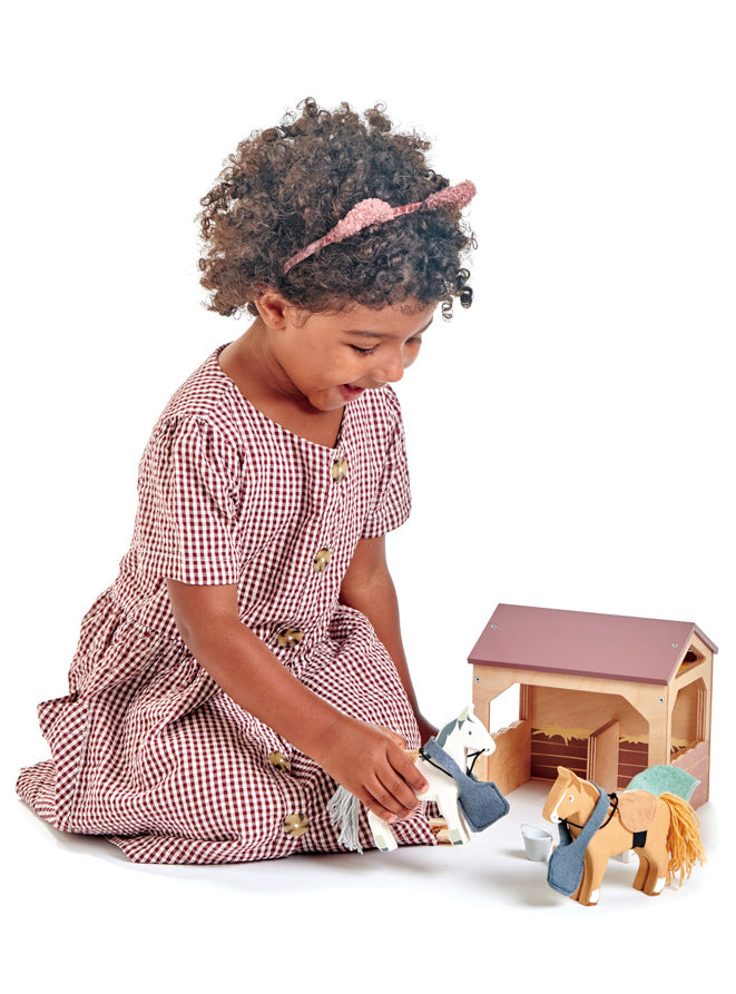 Wooden Dovetail Doll House Stables - Lifestyle Image 1