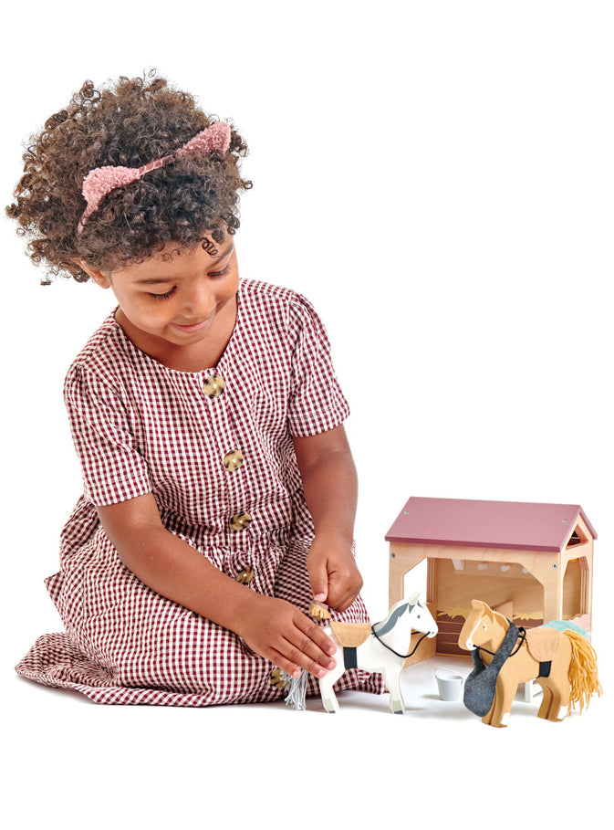 Wooden Dovetail Doll House Stables - Lifestyle Image 2