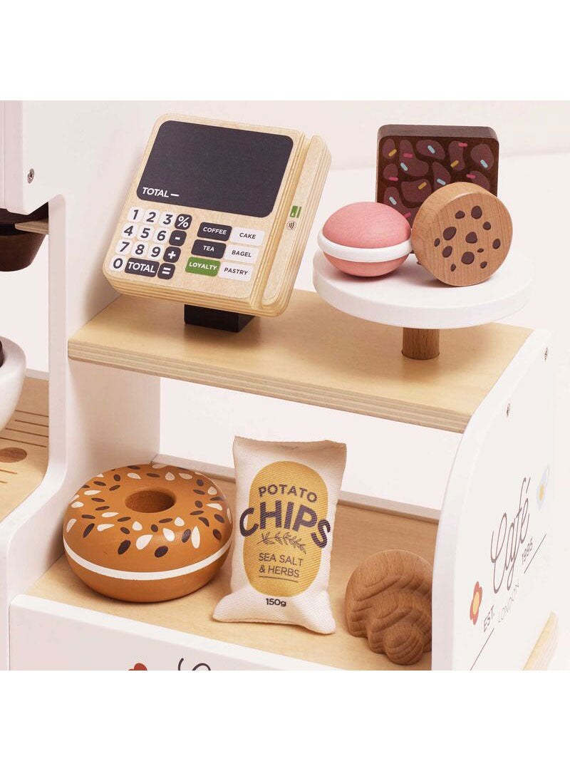 Wooden Tabletop Cafe Kids Toy Set - Close Image 2