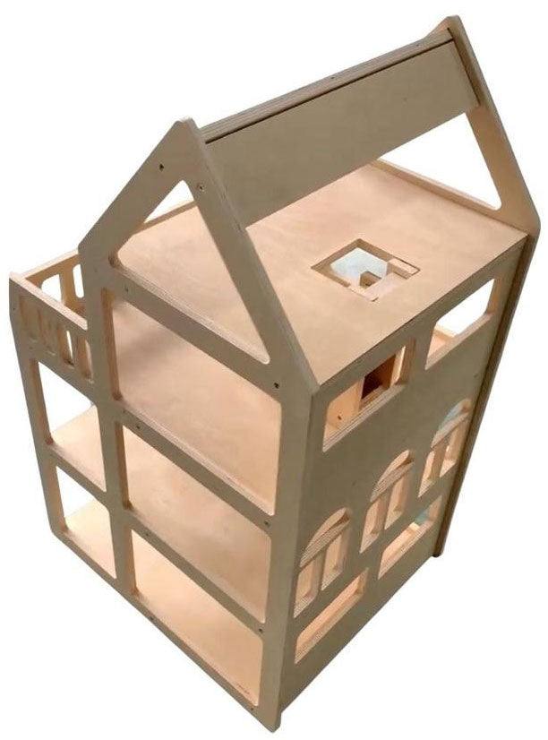 Kids Tall Wooden Dollhouse - Side Image
