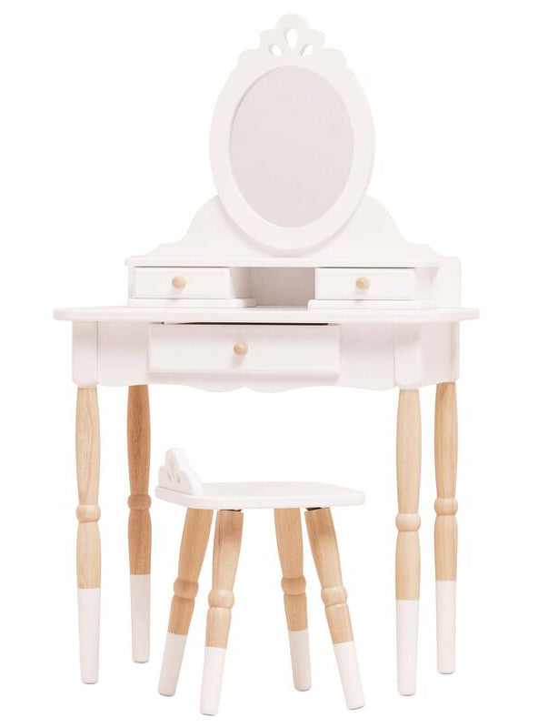 Wooden White Princess Vanity And Stool Set For Girls - Main Image