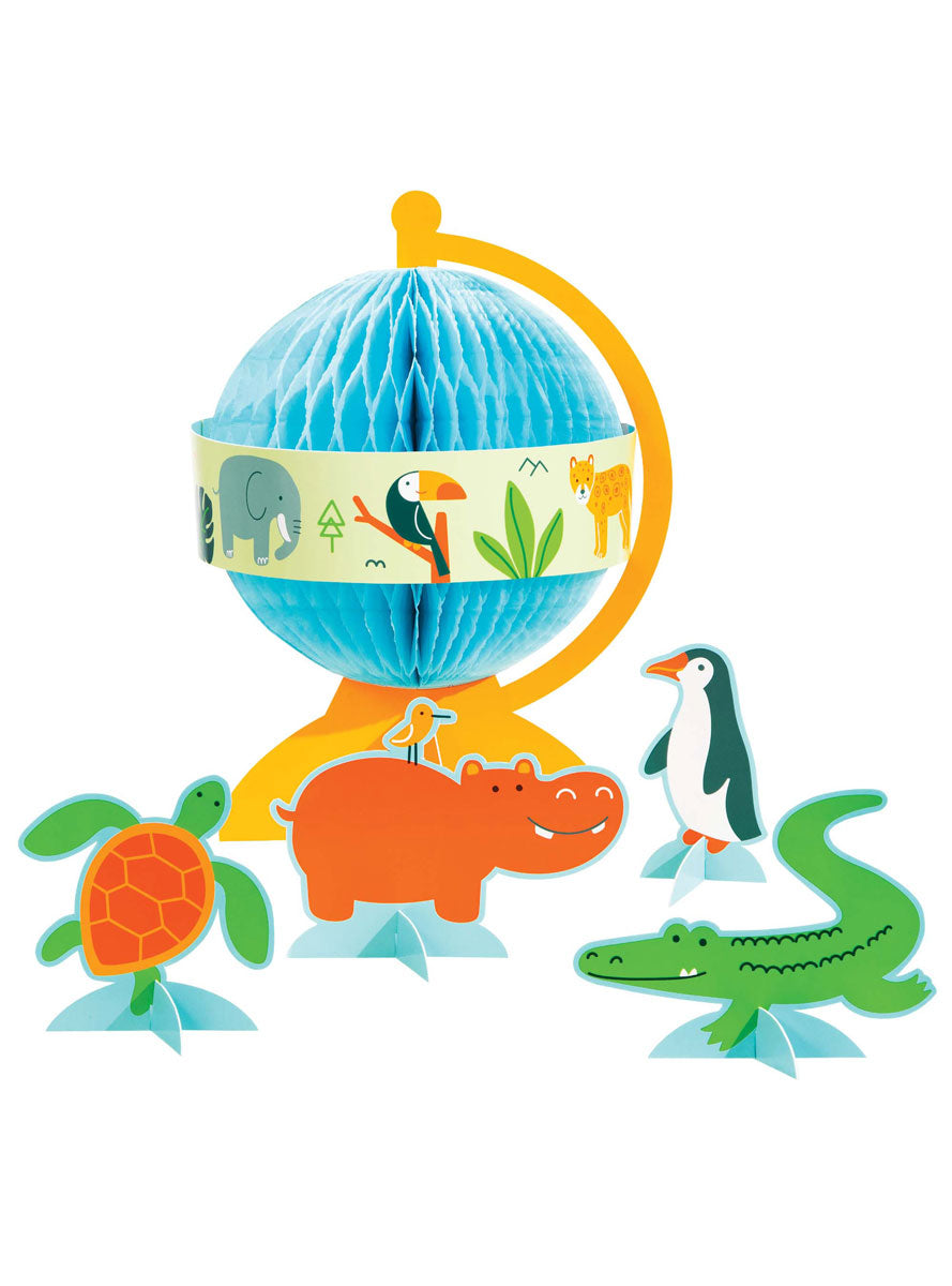 World Adventure 30cm Globe and Animals Honeycomb Centrepiece – Main Image