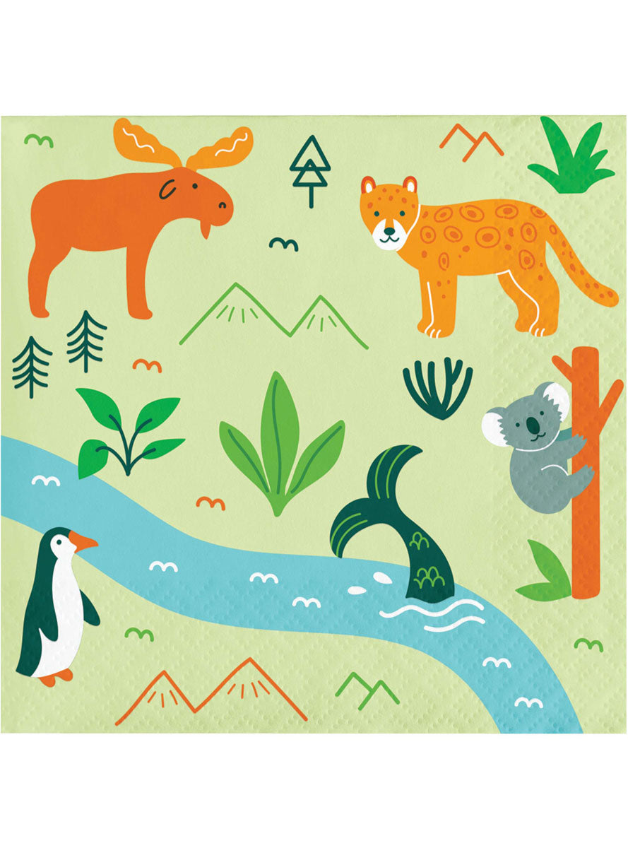 World Adventure Animal Print 16 Pack Beverage Napkins – Main Image