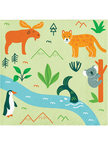 World Adventure Animal Print 16 Pack Beverage Napkins – Main Image