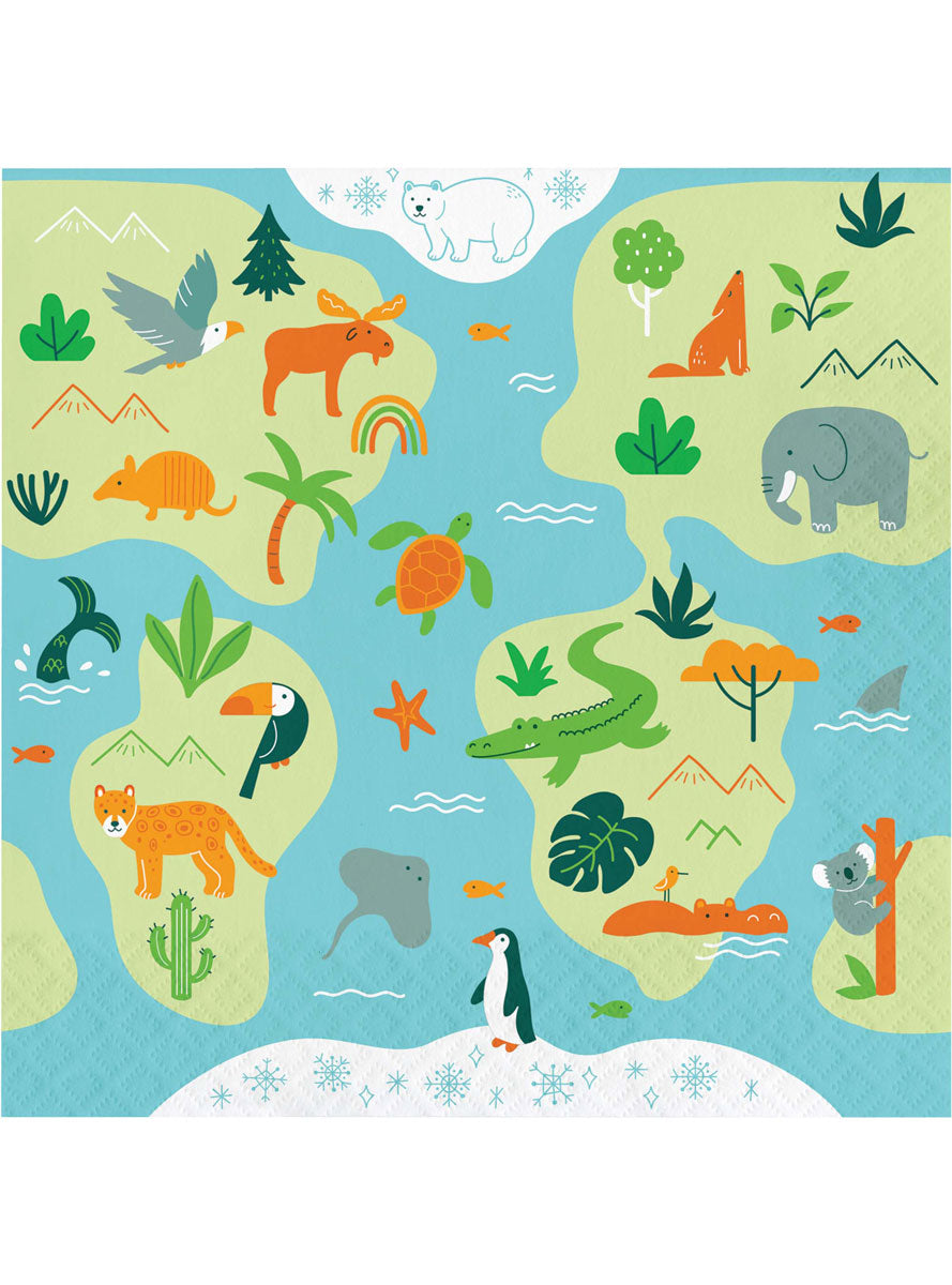 World Adventure Animal Print 16 Pack Lunch Napkins - Main Image
