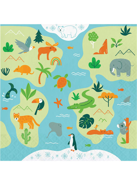 World Adventure Animal Print 16 Pack Lunch Napkins - Main Image